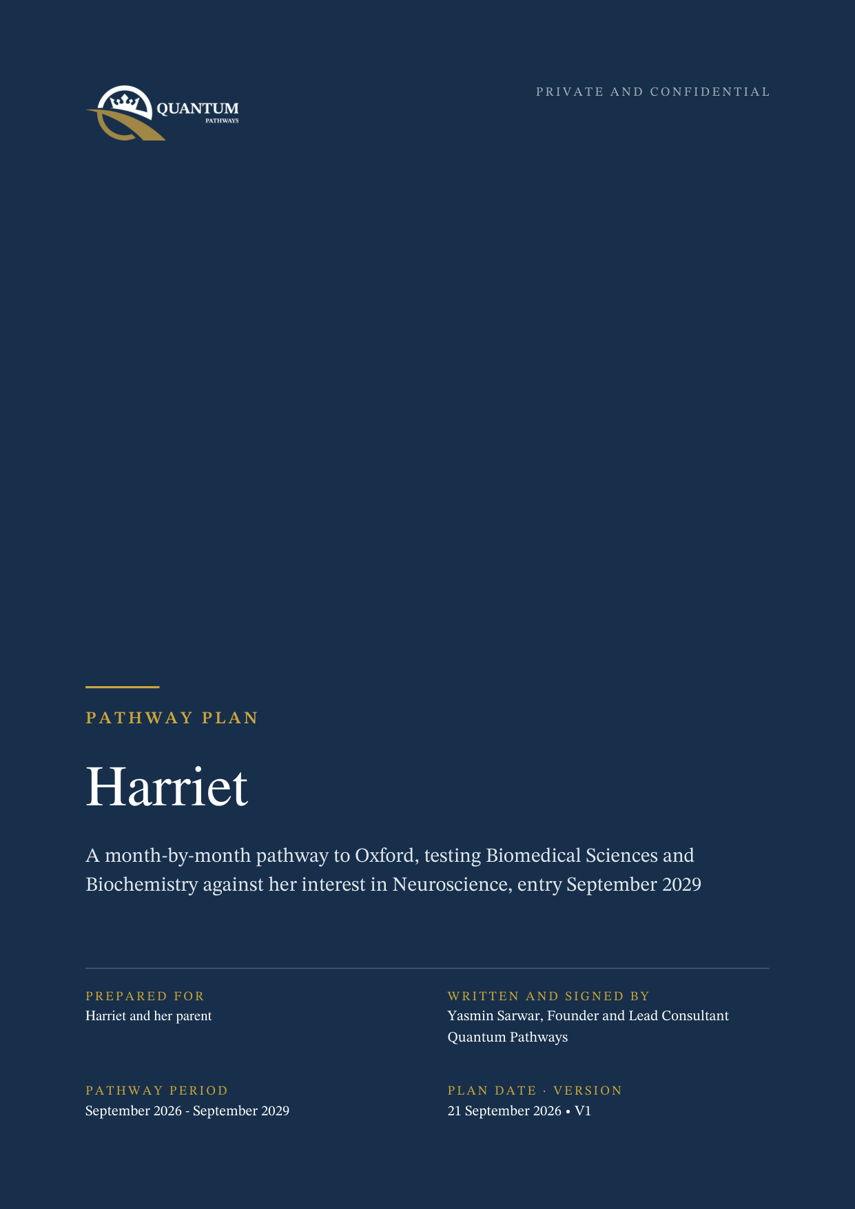 Pathway Plan, example page: Cover